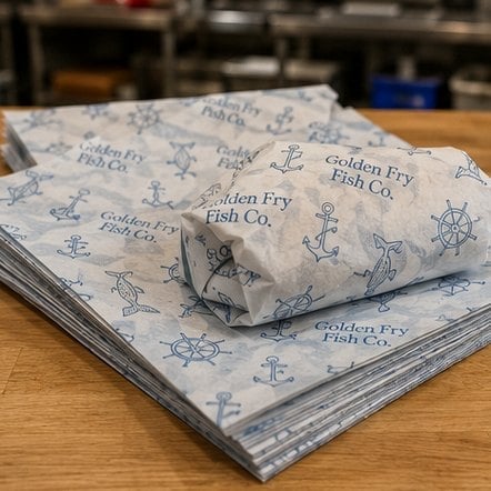 Greaseproof Deli Wrap with custom branding